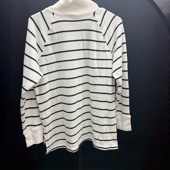 J. Crew Striped Wide Button-Collar Tunic in Cloudspun Fleece - Picture 6 of 6